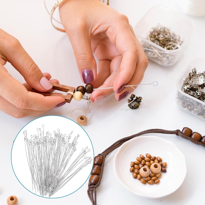 W. MM Hot 300 Pcs 1.6 Inch 304 Stainless Steel Open Eye Pins Headpins for Jewelry Necklace Making, (Silver) - Image 5